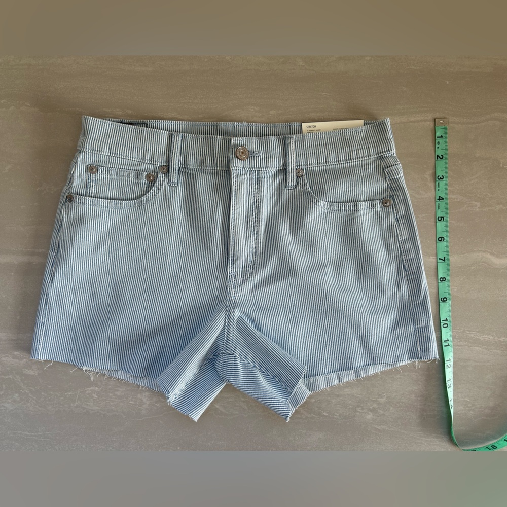 American Eagle Outfitters Striped Jean Shorts Stretch High Rise 98% Cotton - Picture 13 of 16